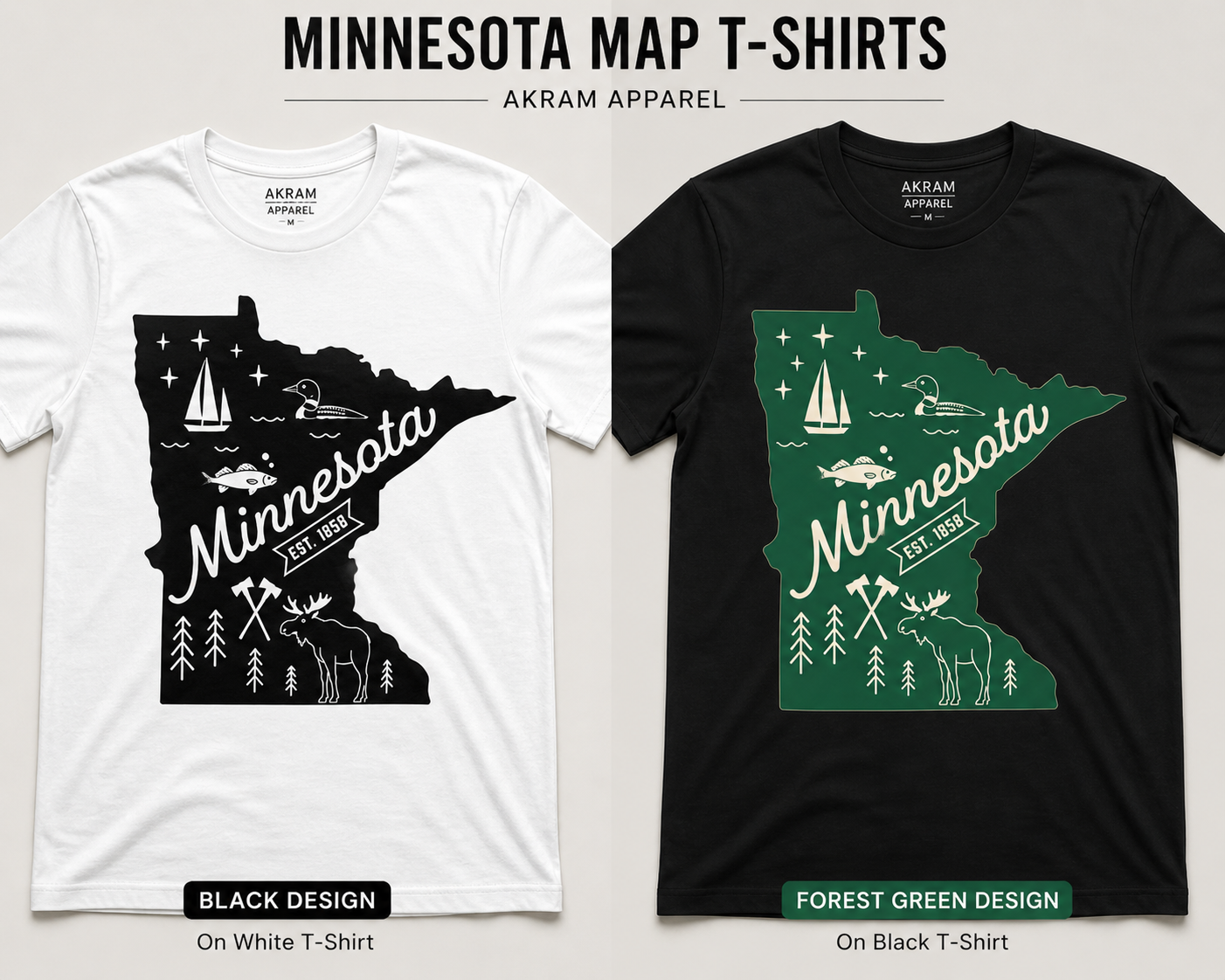 Minnesota Map T-Shirts